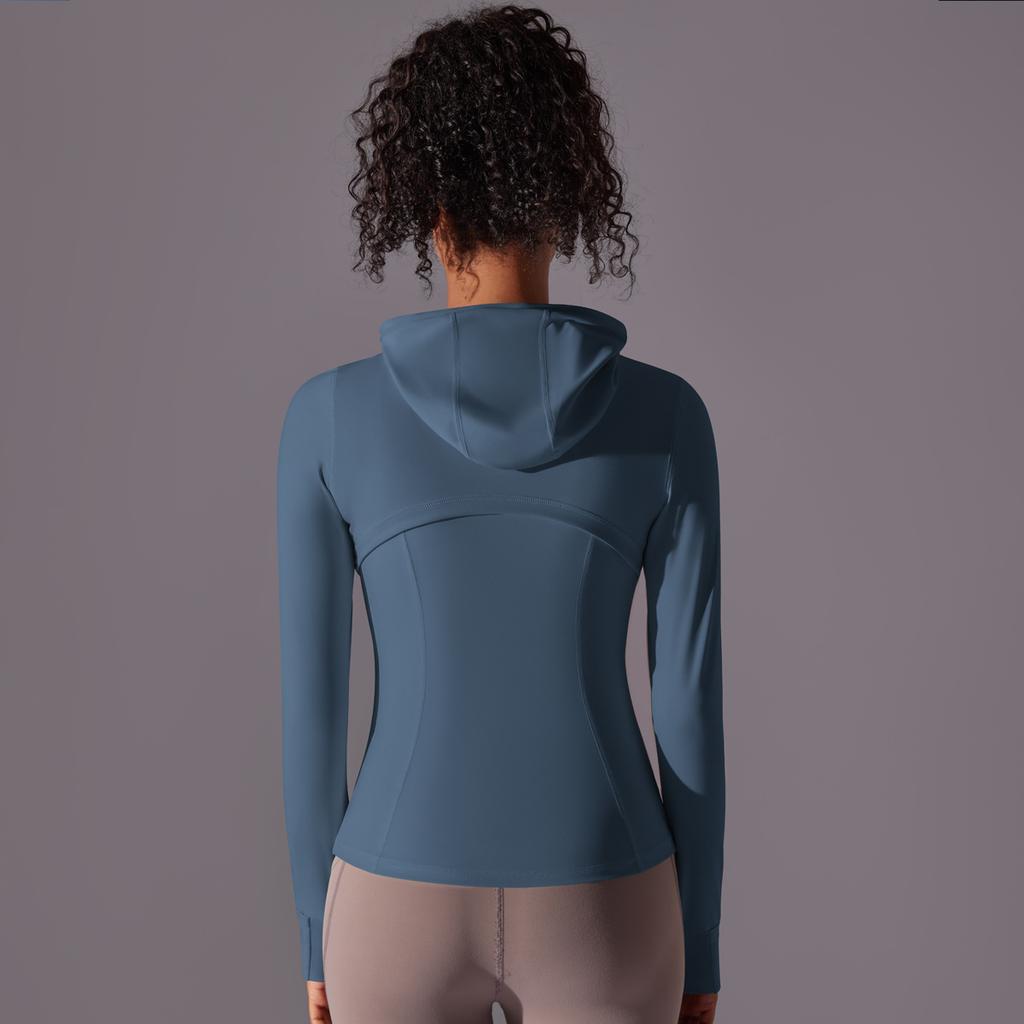Outdoor Sun Protection Clothes, Tight Fitting Sports Running Fitness Tops, Yoga Clothes, UV Resistant Breathable Hooded Zipper Jacket