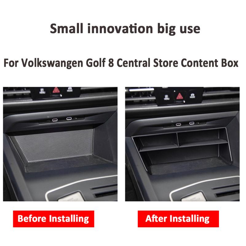 Car Central Console Organizer Storage Box for Volkswagen VW Golf MK8 Golf 8 2020 - 2023 LHD Container Case Accessories
