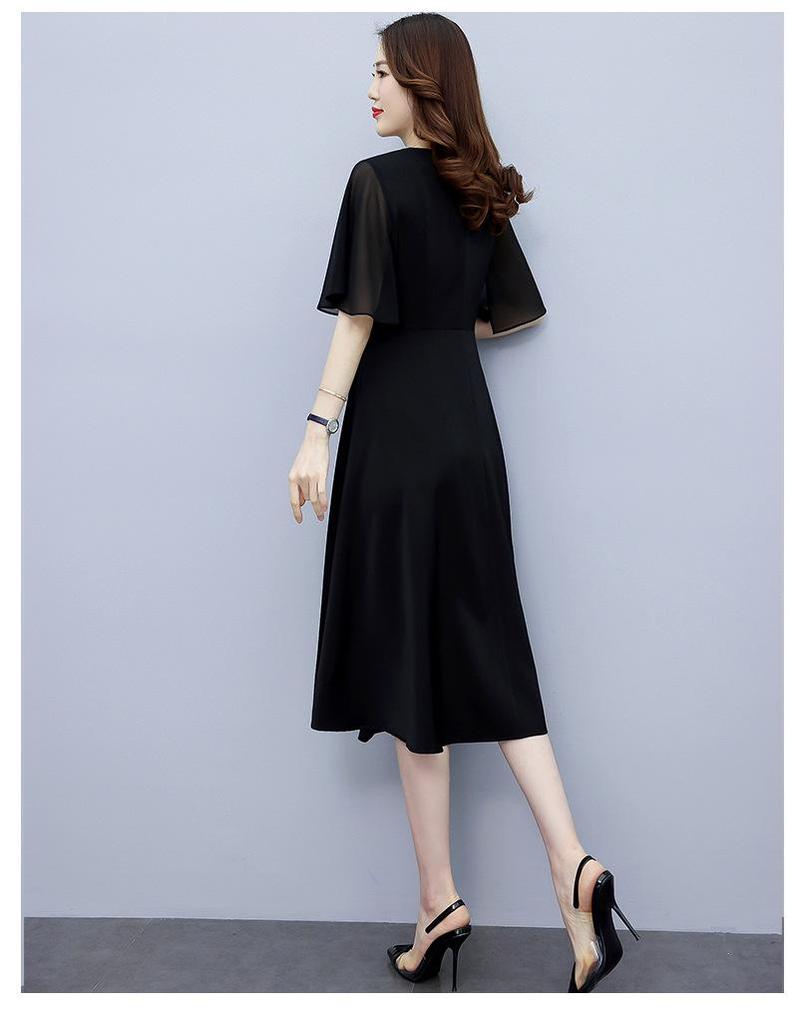 2023 Summer Chiffon Splice Slim Fit Mid-Length Dress