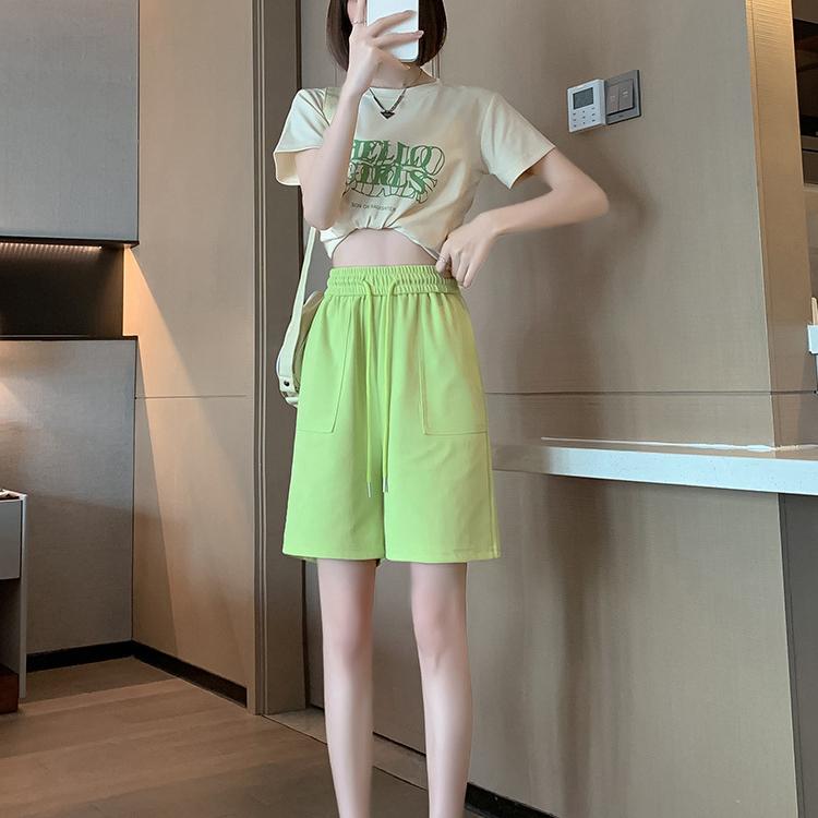 

Широкие спортивные шорты, женские повседневные свободные летние свободные прямые брюки с высокой талией 2XL зелёный