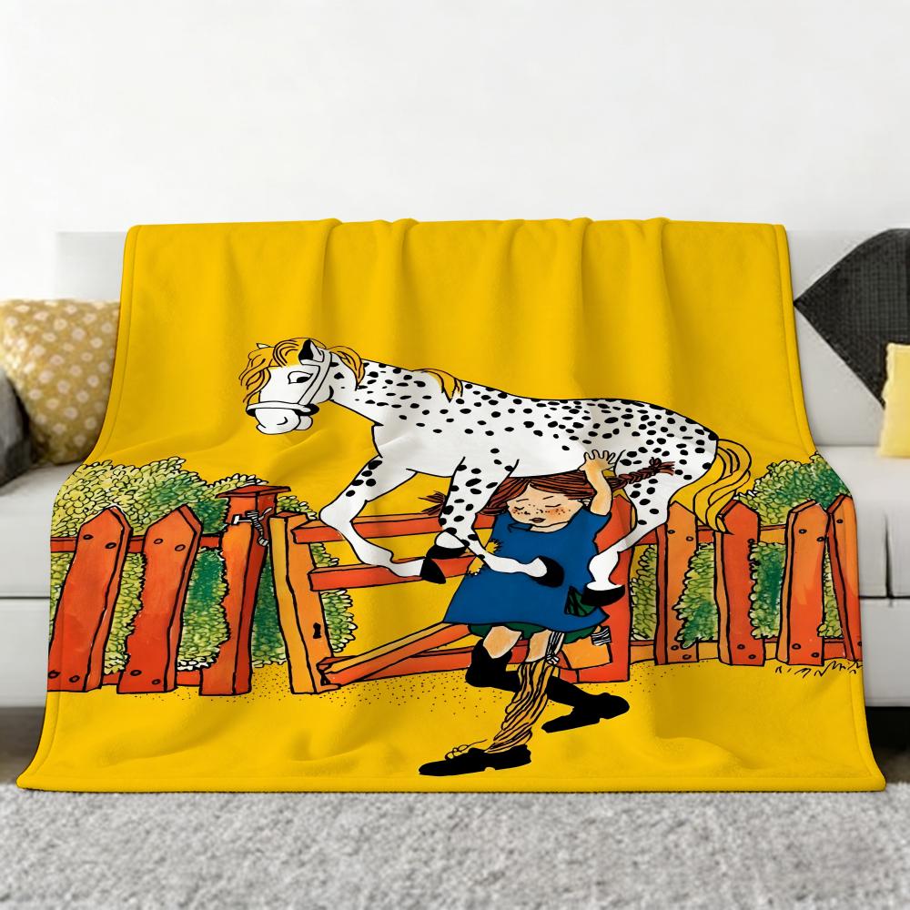 Animation P-Pippi L-Langstrumpf Werfen Weiche Gemütliche Flanell-Kuscheldecke für Sofa Schlafzimmer und Mehr
