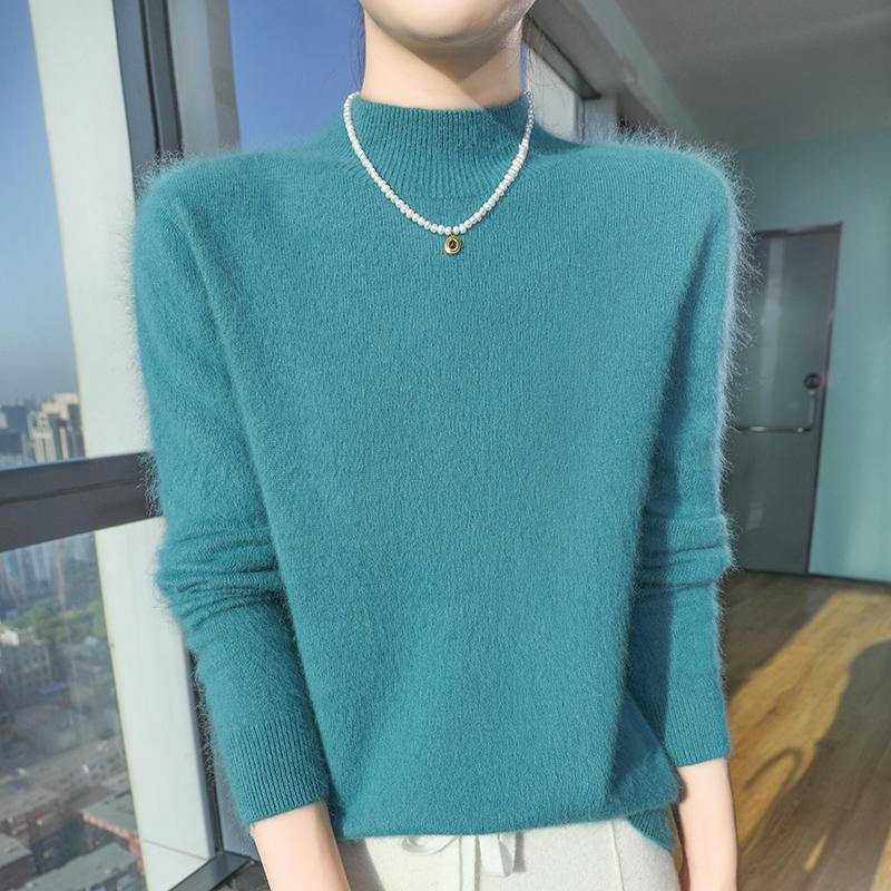 Dámský kašmírový svetr Qinghe kašmír 30% kašmír 30% norka 30% vlna 10% nylon Dámský podzimní a zimní hustý kašmírový pulovr měkký a teplý