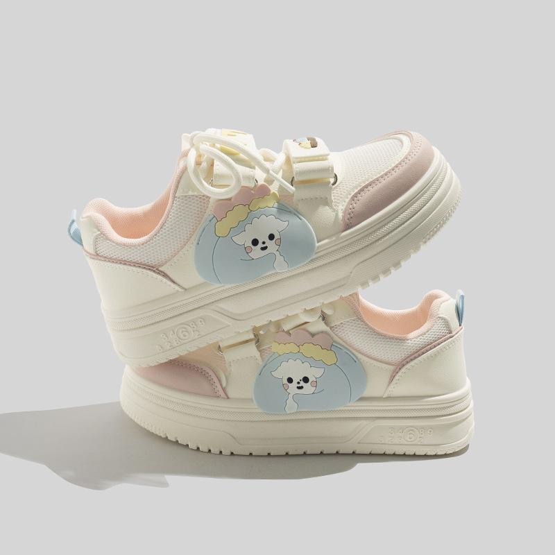 Spring new casual shoes single shoes mesh breathable board shoes cute thick soles 35