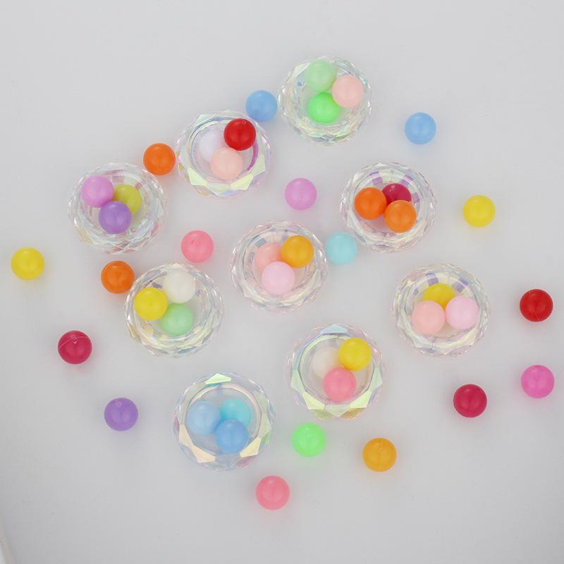 Şeker Rengi Plastik Boncuklar: Çocuk DIY Takıları, El Sanatları ve Oyuncak Tabanca Mermileri İçin Deliksiz Yuvarlak Zıplayan Toplar.