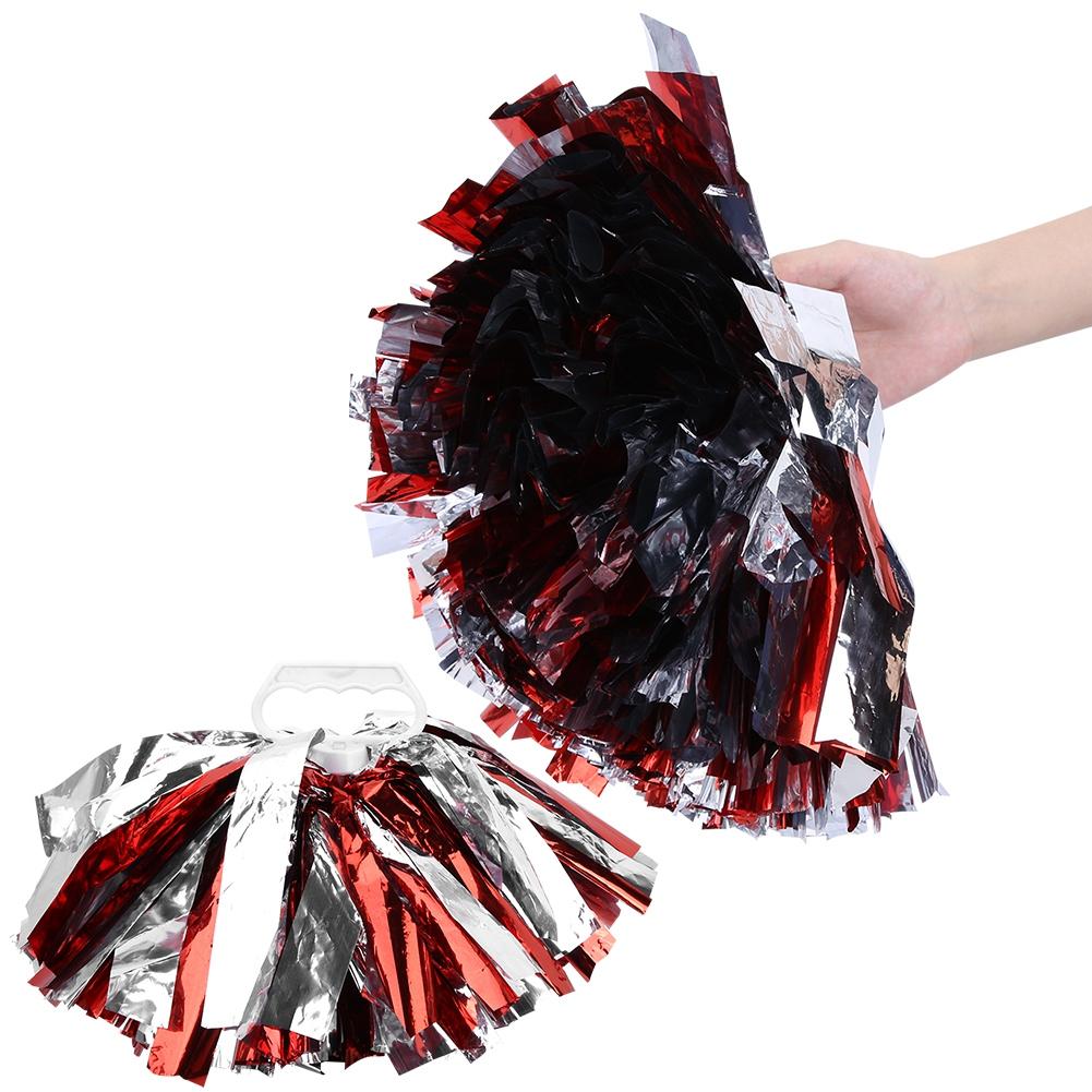 Cheer ering Pom Poms Pompoms for Dance Party School Sports Competition (Silver+Green)