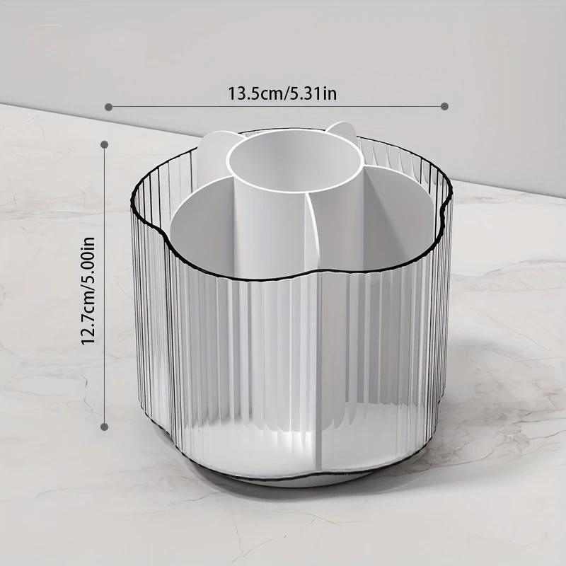 360 ° rotating makeup brush holder, removable 6-compartment makeup storage box, circular rotating makeup brush tool storage box чистый