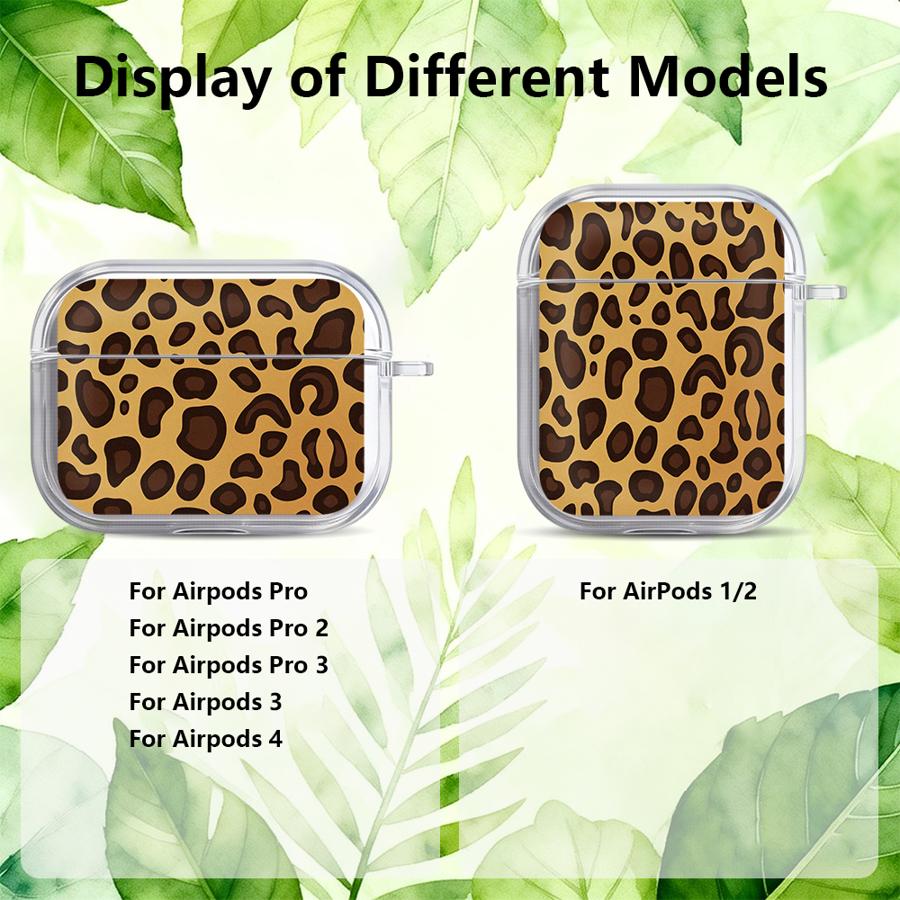 Case For Airpods 2 Pro 1 3 4 Pro3 Pro2 Clear Earphone Cases Cover Retro Leopard Print
