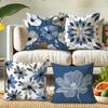 Elegant Blue Floral Pillow Cover: Various Petal Patterns for Home Decoration, Sofa Cushion Cover, Bedroom Room Decoration