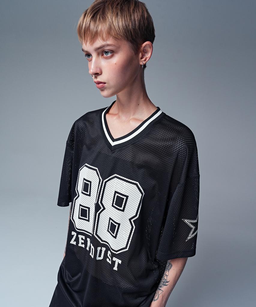 ZENDUST 88 Star Mesh Football Jersey T-Shirt White