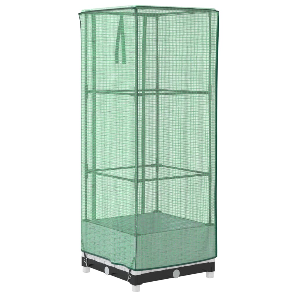 Vidaxl Raised Planter with Greenhouse, Rattan Look, 40X40X123 Cm