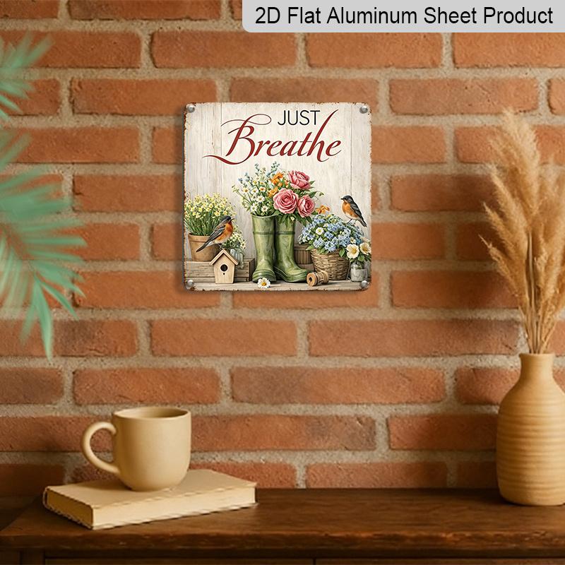 2D Flat - 1pc, Spring Decoration, Vintage Aluminum Sign, Home Wall Decor, Bohemian Floral Sign, Creates A Tranquil Atmosphere, Suitable for Living
