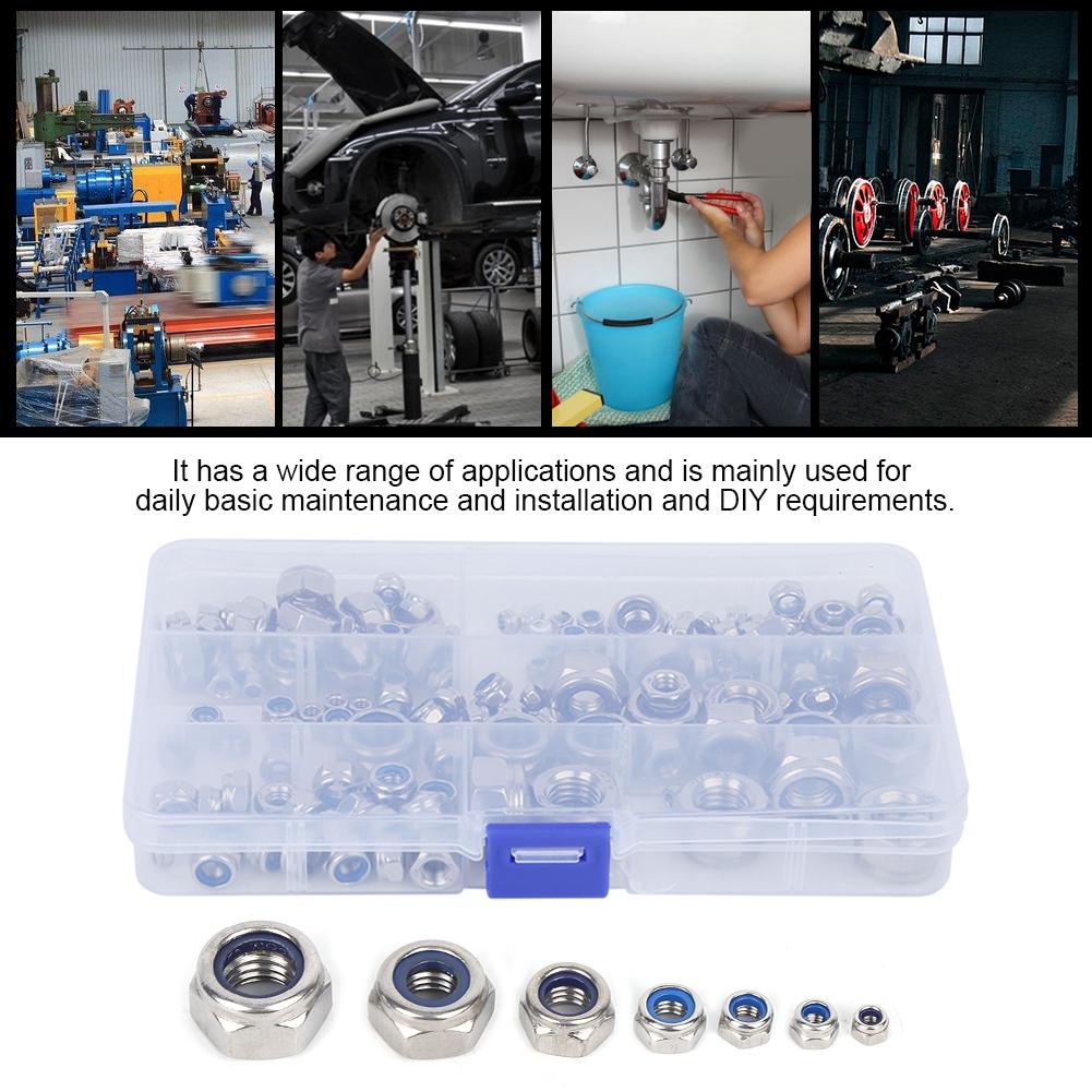 165Pcs Stainless Steel Screw Lock Nuts Assortment Kit Fasteners Hardware Accessories