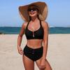 Criss Cross Women Two Piece Swimsuit High Waist Bathing Suit V Wire Beach Wear Halter Swimwear