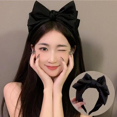 Mode Schwarz Bogen Kopf Band Große Größe 3D Haar Hoop Frauen Elegante Barrettes Headwear Mädchen Haar Zubehör