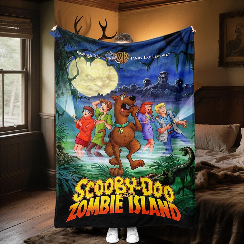 1PC Scooby-Doo, Zombie Island Outdoor Flannel Blanket Soft Plush Decor for Picnics, camping,Bedroom, Playroom, Office1138A