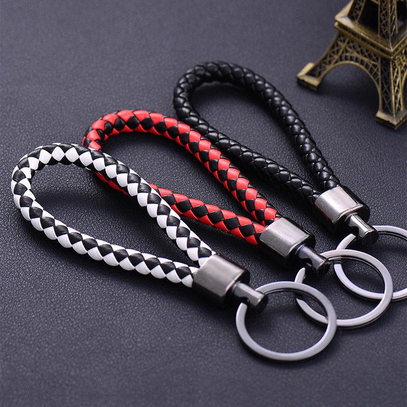 Handmade Braided Leather Keychain: Thick Cord for Practical Waist or Bag Hanging, Perfect for Couples.