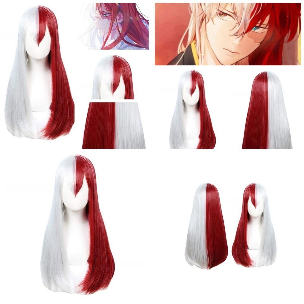 My Hero Academia Cosplay-Perücke für Todoroki- und Bakugo-Fans, 65 cm lang, rot-weiß