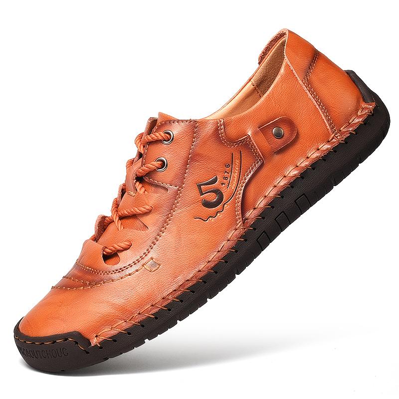 Handmade Casual Leather Shoes Men Loafers Comfortable Moccasins Men Flats Shoes Genuine Leather Men Shoes