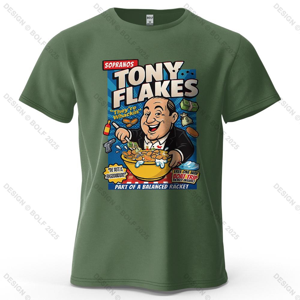Футболка мужская с принтом Sopranos TONY FLAKES 100% хлопок оверсайз юмористические яркие графические футболки для женщин топы футболки уличная одежда