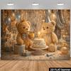 2D Teddy Bear 1st Birthday Backdrop Photography Backgroun