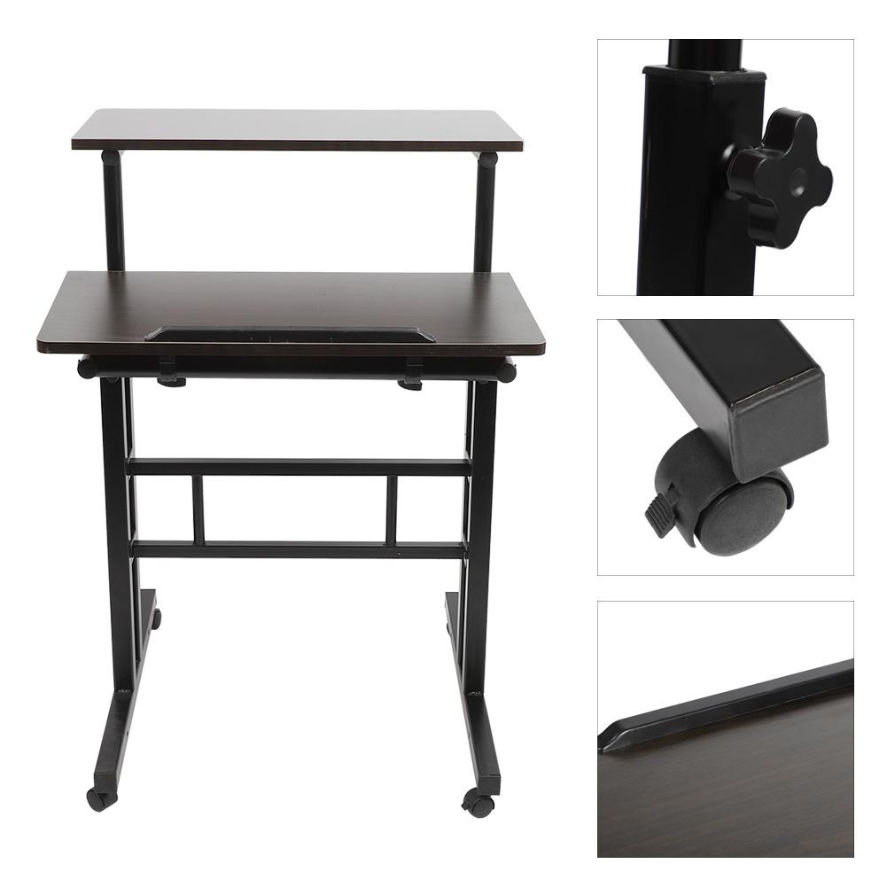 60cm Adjustable Height Stand Up Laptop Desk Computer Standing Desk with Rollers Laptop Computer Stand Desk Stand Up Laptop Desk