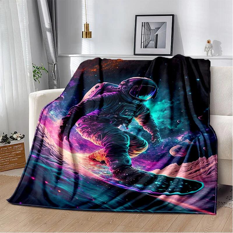 3D Outer Space Astronaut Universe Spaceman Cartoon Blanket,Soft Throw Blanket for Home Bedroom Bed Sofa Office Cover Blanket Kid