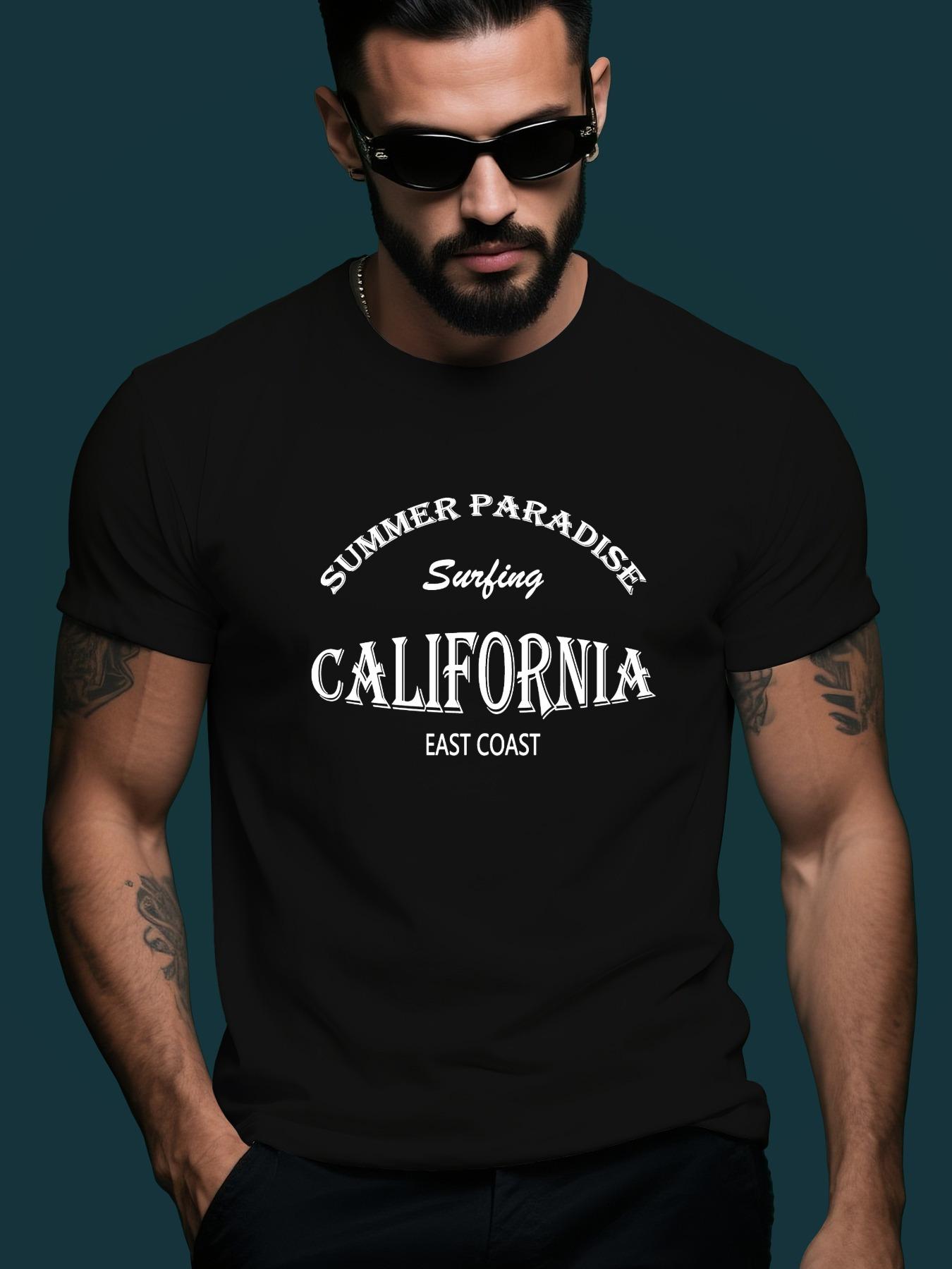 CALIFORNIA Trendy Streetwear Summer Casual Crew Neck Shor... S