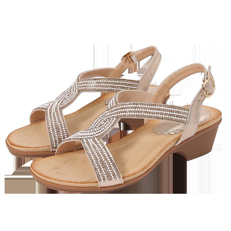 2024 damenschuhe Böhmischen neue mode strass sandalen plattform keilabsatz frauen schuhe
