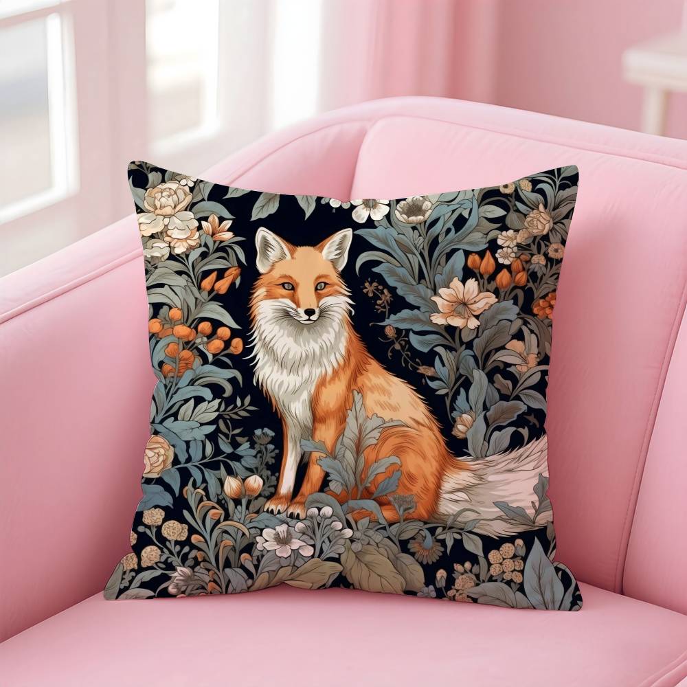 William Morris Art Fox Pillow Case pattern printing pillowcase living room sofa cushion cover bedroom room decor
