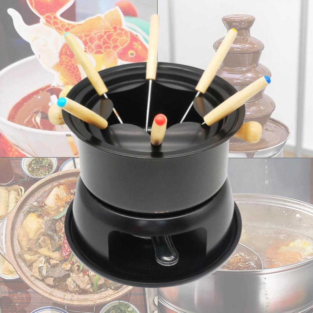 Removable Fondue Set easy to clean with 6 Forks Pot for Chocolate Sauces Caramel
