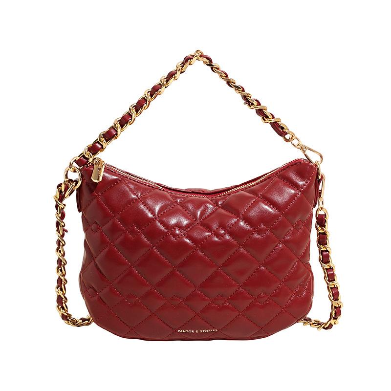 Niche Bag Women's New Diamond Shoulder Bag Fashionable Versatile Oblique Span Bag Texture Trendy Armpit Bag