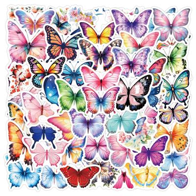 60 Colorful Cartoon Butterfly Stickers for Planners, Stationery, Water Bottles, and Computers - Waterproof Decor Stickers