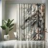White Dragon & Floral Shower Curtain Set -Fantasy Cartoon Theme,Water-Resistant Polyester,Machine Washable,Modern Bathroom Decor