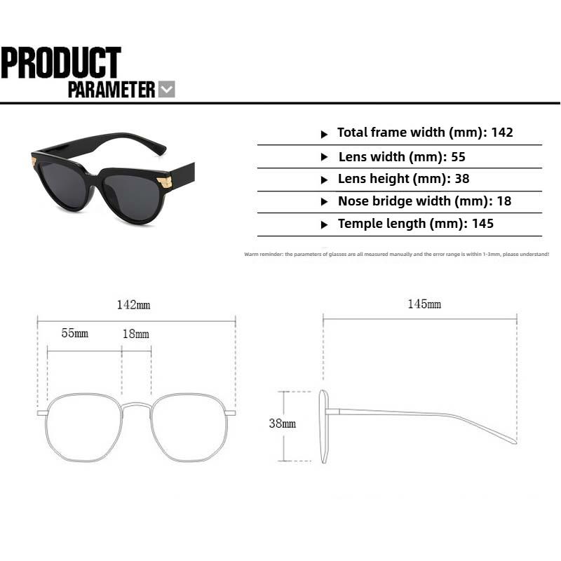Fashion Triangle Cat Eye Rice Nail Sunglasses New Retro Sunglasses Street Photography Concave Shaped UV Resistant Glasses