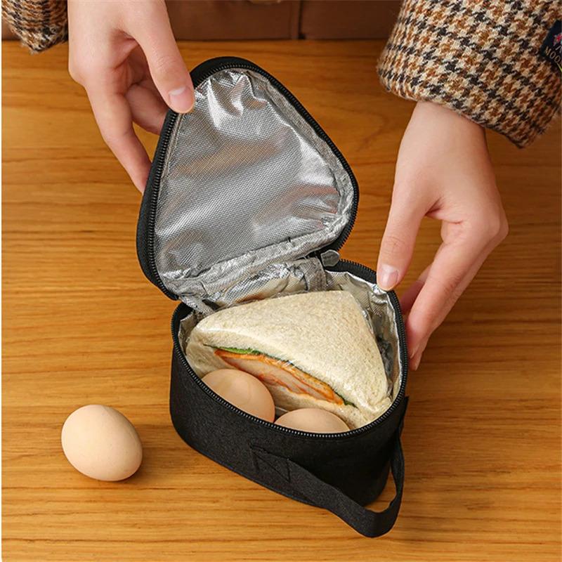 Aluminum Foil Heat-Lock Triangular Insulation Bag, Mini Portable, Student Lunch Box Bento Fresh-Keeping Tote