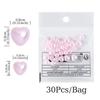30pcs Pink Pearl Heart Nail Art Charms Mixed Size 3D Love Heart Nail Decoration Kawaii Accessories Valentine's Day Nail Design Supplies
