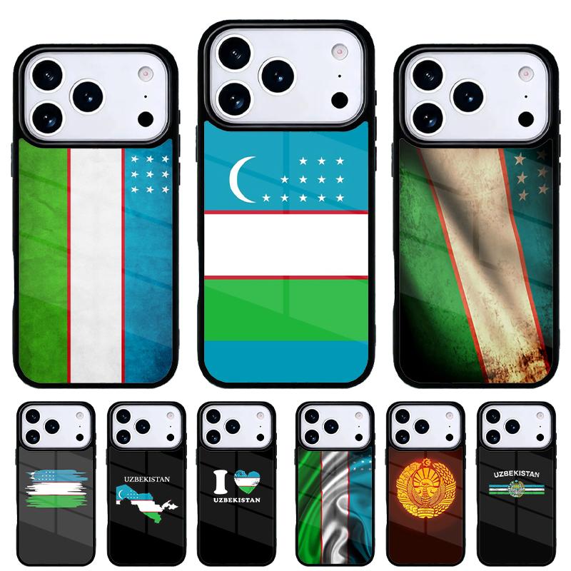 Usbekistan Flagge Handyhülle für iPhone 17 Air 16e 15 14 13 Pro Max Rückabdeckung für 12 11 Pro Hülle