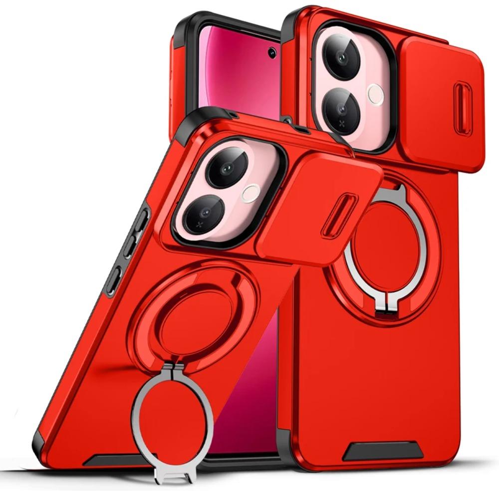 Heavy Duty Car Magnetic Metal Ring Bracket Phone Case For VIVO V60 Lite 5G Shockproof Rugged Armor Slide Camera Protective Cover