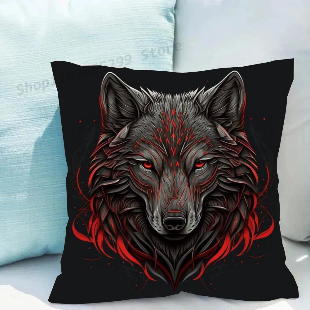 1pc Animal Wolf Pillow Case Square Bedroom Sofa Leisure Comfort Cushion Car Living Room Home Decoration