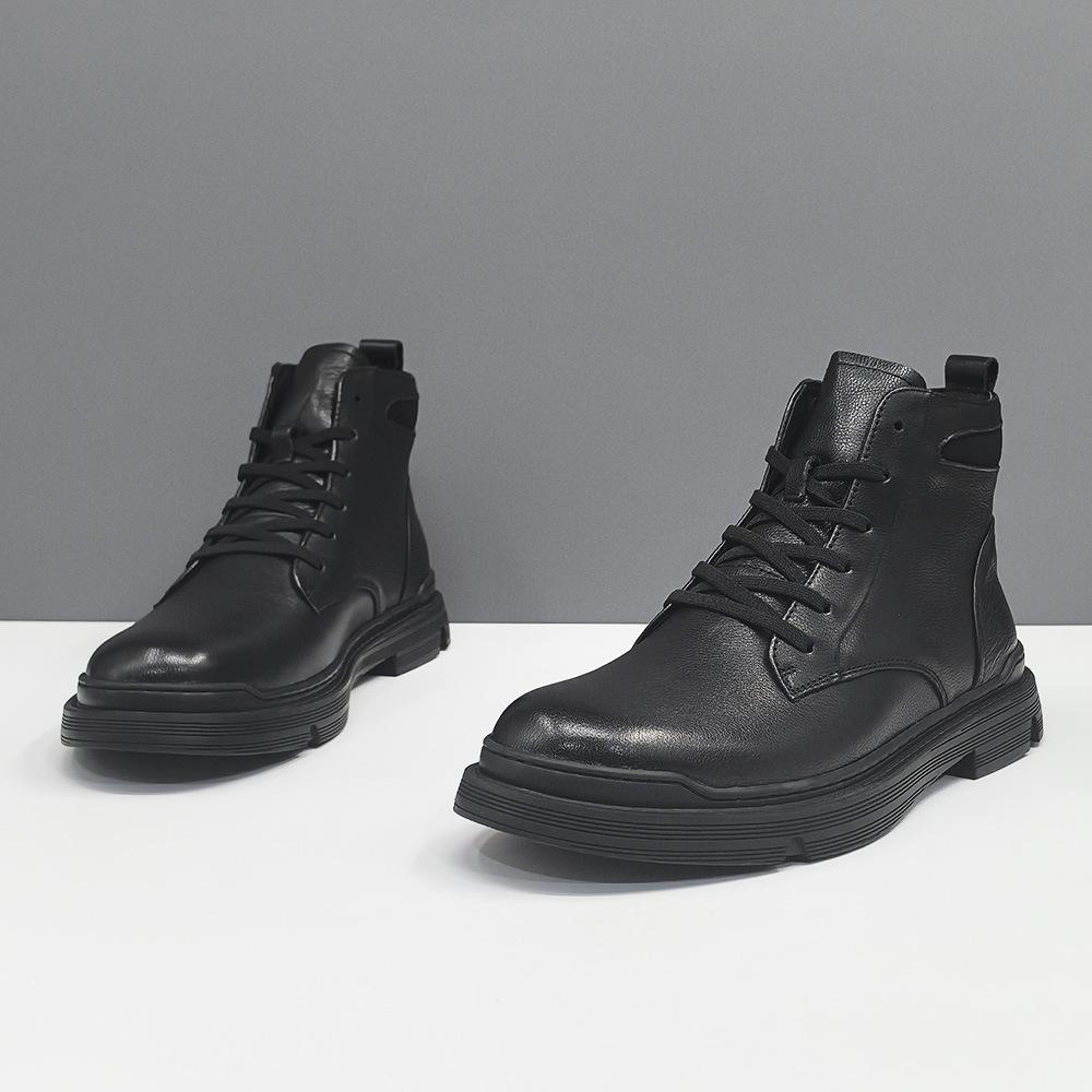 Autumn new Martin boots black casual leather boots leather British casual
