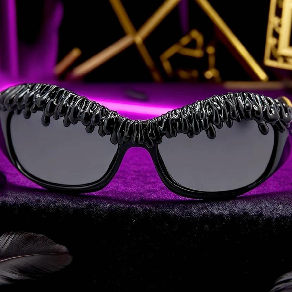 

Dark 3D Handmade Artistic Creativity Drip Molding Avant-garde Sunglasses for Women Exaggerated Trendy Funny Party Art Shades чёрный
