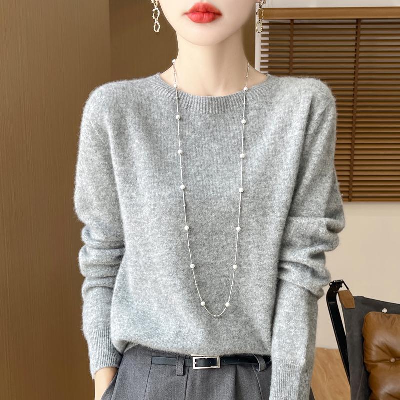 Pulover de damă din lână 100% pură: Pulover tricotat lejer toamnă/iarnă