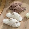 Plüschschuhe, Überkreuzriemen, Baumwollpantoffeln, Damenschuhe, Hausschuhe, Plüsch-Baumwollpantoffeln
