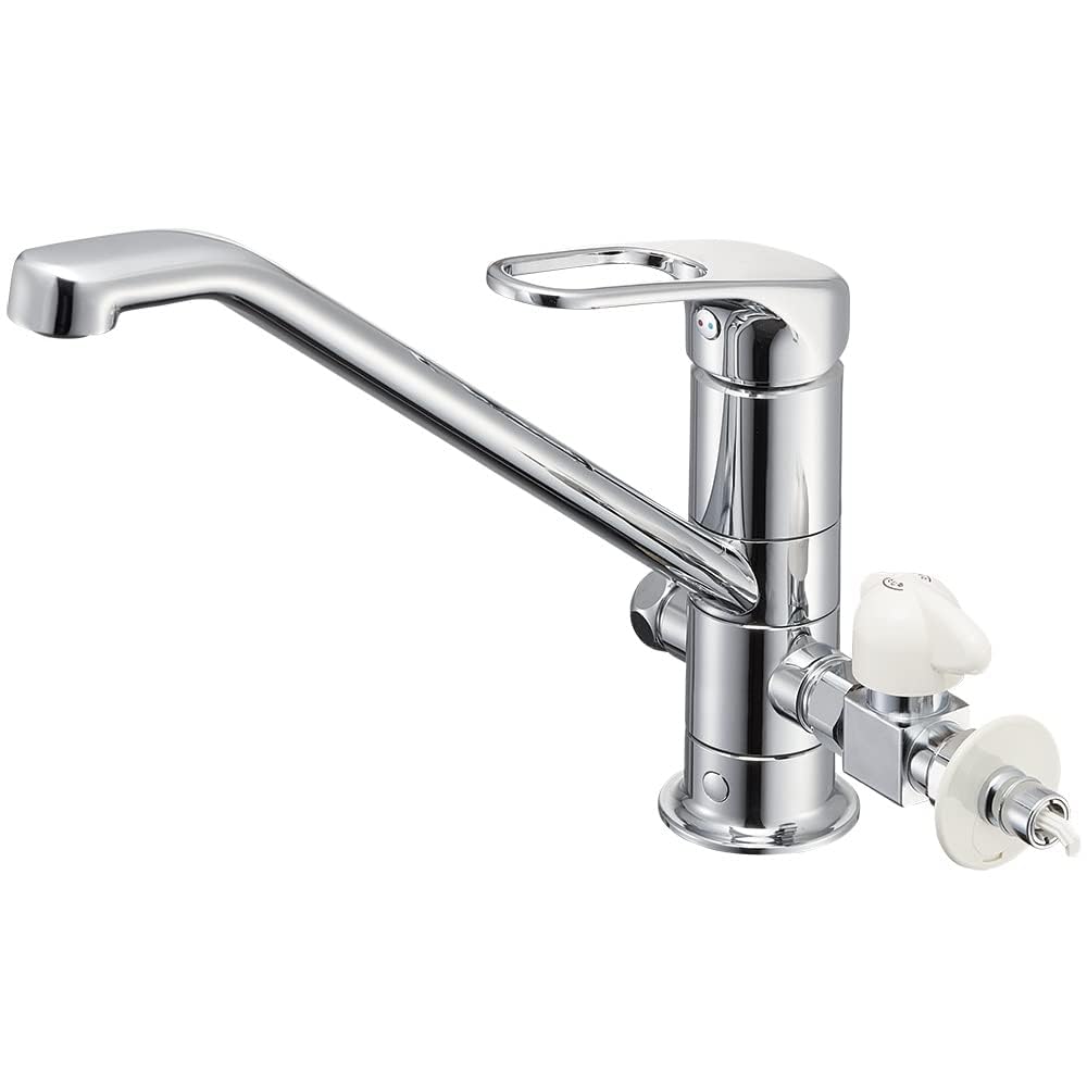 

SANEI Diverter Mixing Faucet with Hot and Cold Water for Cold Single-Hole Diverter, Shut-off Valve, Eco-Type, 360° Rotation, Climates, K87112ETJK-V2S