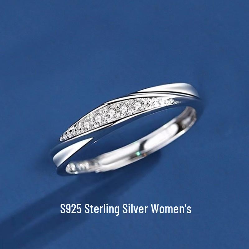 Mobius Strip S999 Sterling Silver Adjustable Couple Rings - Plain Band for Men and Women Adjustable Opening