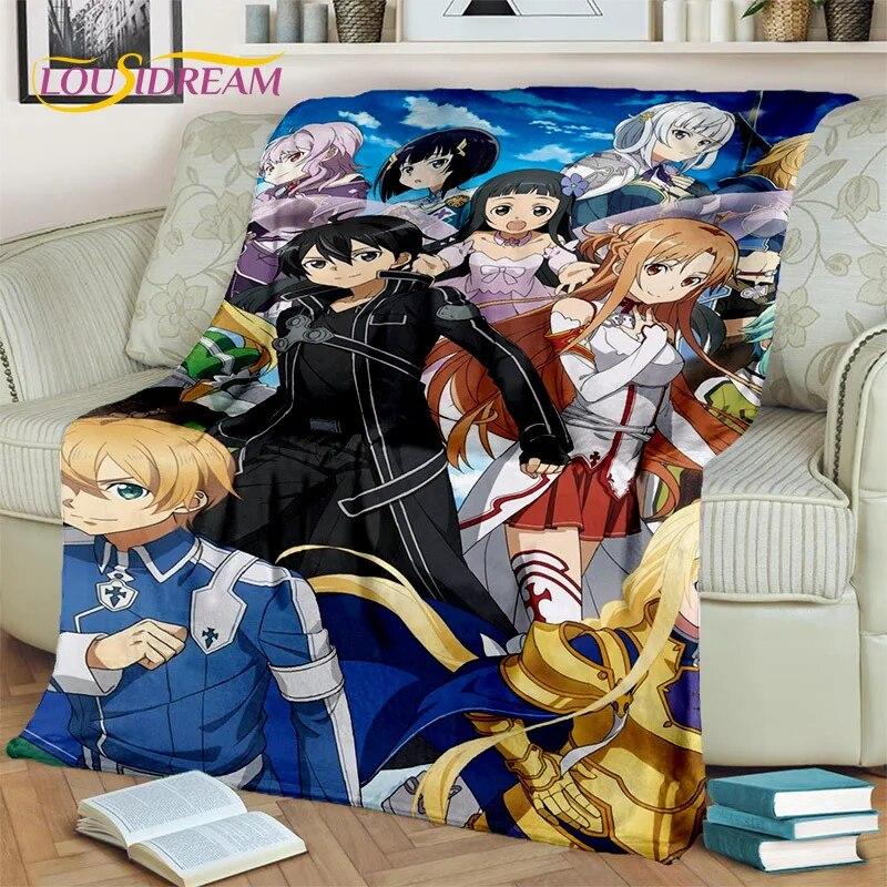 SAO Novel Cartoon Sword Art Online Decke, weiche Überwurfdecke für Zuhause, Schlafzimmer, Bett, Sofa, Picknick, Reisen, Büro, Decke für Kinder