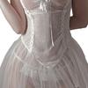 Lace Lingerie Chemise See Through Tulle Nylon Charming Exotic Lace Nightgown for Honeymoon White Free Size
