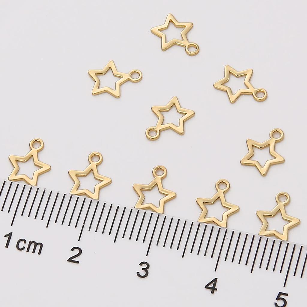 10pcs 6mm Brass Tiny Star Charms for Earring Bracelet DIY Jewelry Findings Making