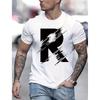 Men's Minimalist Letter R Graphic T-Shirt Casual Crew Neck Short Sleeve Regular Fit Cotton Blend Streetwear Tee