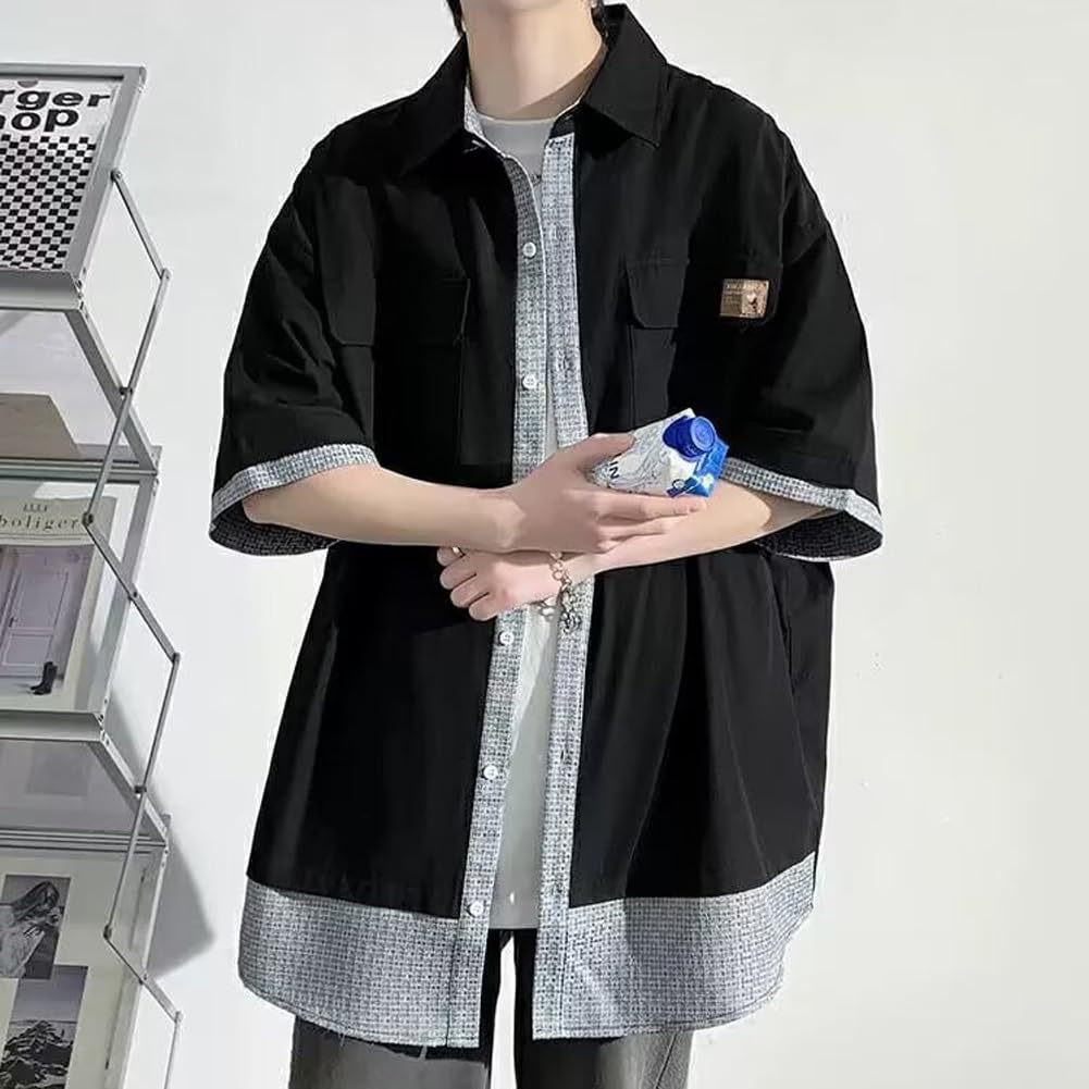 Summer Short Open Loose Plus Layered Summer Size XL [FJLTDCP] Men's Shirt, Sleeve, Button-Down, Collar, Fit, Sizes, Style, Popular, Simple, Stylish,